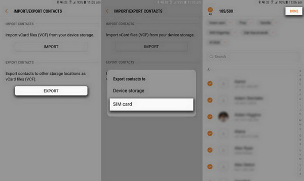 Export contacts to SIM Card. 