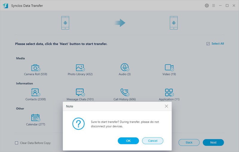 sync Android data to Samsung Galaxy Note 9