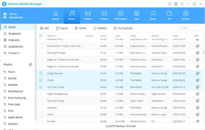 export music from iOS/android to PC