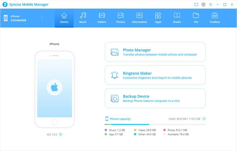 syncios iphone manager