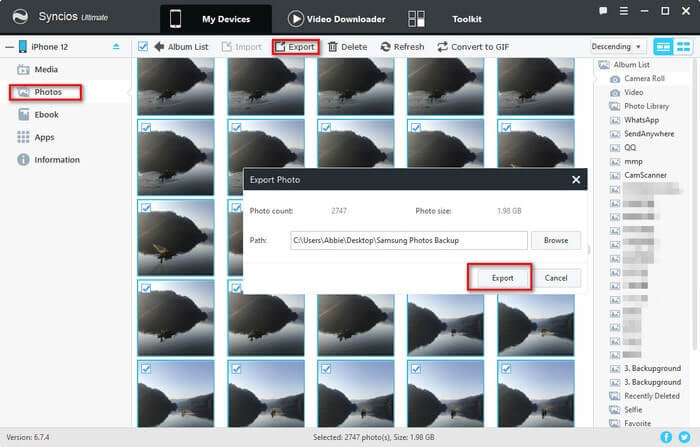 export photos on iphone 12 to pc