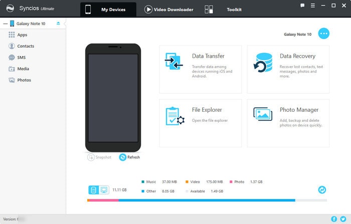 Syncios Mobile Manager to messages transfer 