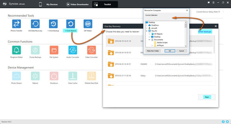  One key to recover backup files to Samsung Galaxy Note 10